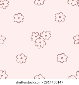 Simple cute floral vector seamless pattern in delicate pink tones. Small cartoon flowers. For prints of baby fabrics, home textiles.