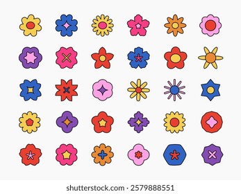 Simple Cute Flower Doodle Illustration Set