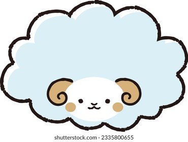 Simple and cute fluffy sheep (front)