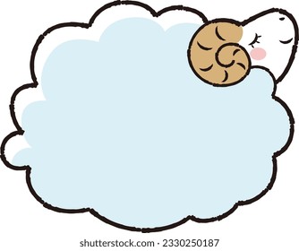 Simple and cute fluffy sheep (sideways)