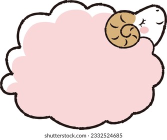 Simple and cute fluffy sheep (sideways)