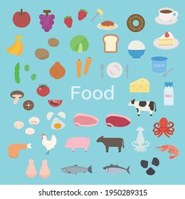 Simple and cute food illustration set