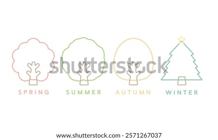 Simple cute four seasons illustration