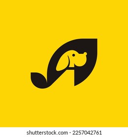 simple cute and friendly dog leaf logo