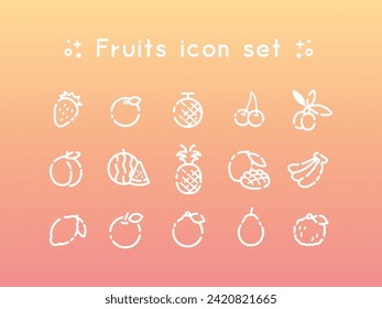 Simple and cute fruit icon set