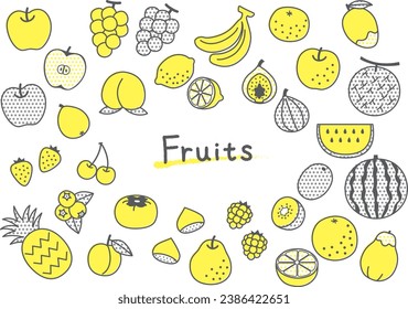 Simple and cute fruit illustration set