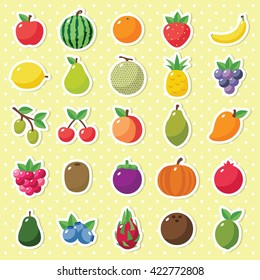 Simple cute fruits icon collection