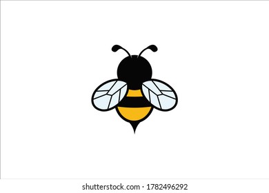 simple cute funny honey bee vector logo design template