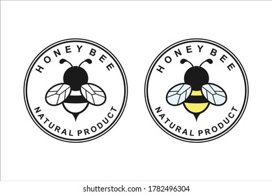 simple cute funny honey bee vector logo design template
