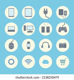 Conjunto de iconos de gadget simple y bonito
