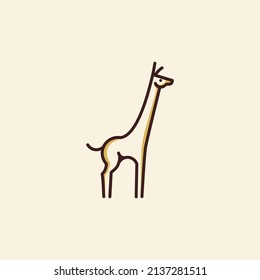 Simple and Cute Giraffe Line Art Logo Design Template