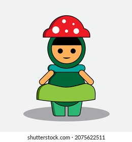 Simple Cute Girl Cartoon Character Mushroom
