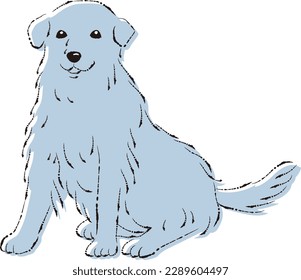 Simple and cute golden retriever hand drawn line drawing vector illustration