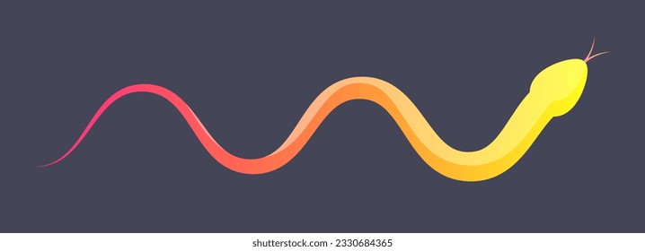 Simple cute gradient snake icon. Flat vector illustration isolated on black background.