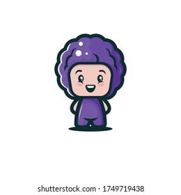 Simple cute grape mascot character logo design vector template