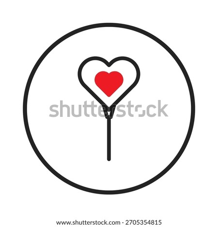 A simple and cute graphic depicting a red heart inside a bigger heart with a stick. The illustration shows a Valentine's theme and evokes feelings of love, affection, and care. Minimalist style with