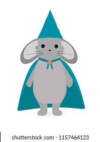 Simple cute gray mouse on white background.