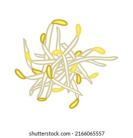 Simple cute green bean sprouts in flat simple cartoon style illustration art design