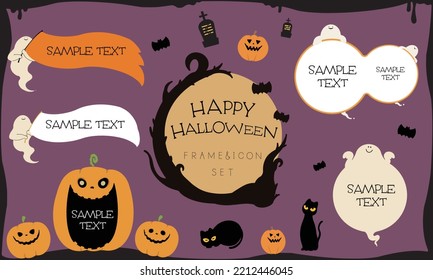 Simple and cute Halloween frame icon set