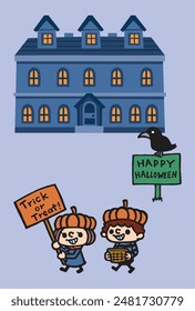 Simple and cute Halloween illustration