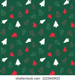 simple and cute hand drawn christmas tree seamless pattern background