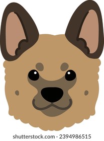 Simple and cute hand drawn German Shepherd dog illustration flat colored