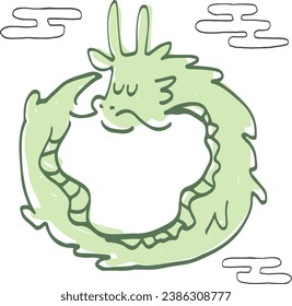 A simple and cute hand-drawn dragon that can be used for 2024 New Year's cards