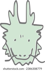 Un simple y lindo dragón dibujado a mano que se puede usar para las tarjetas de Año Nuevo 2024