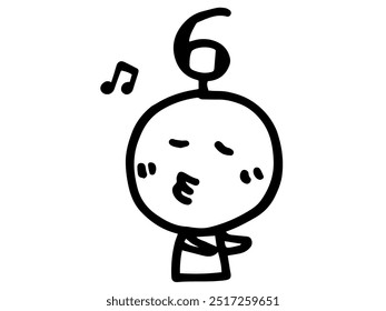 Simple and cute hand-drawn face illustrations and numbers