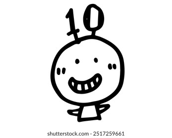 Simple and cute hand-drawn face illustrations and numbers