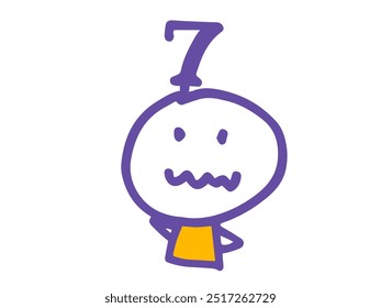 Simple and cute hand-drawn face illustrations and numbers