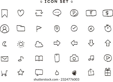einfaches, niedliches, handgezeichnetes Symbol-Set