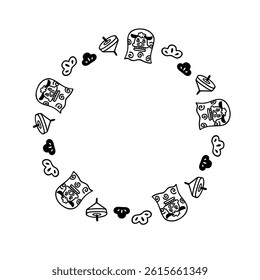 Simple and cute hand-drawn New Year's frame