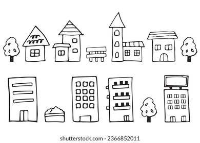 It is a simple, cute, hand-painted cityscape.