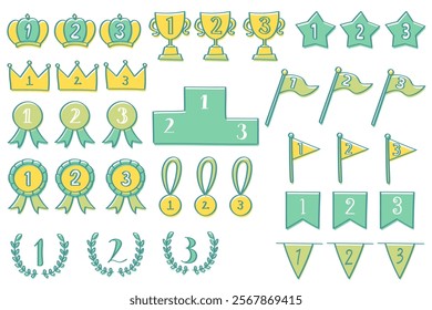 Simple and cute handwritten ranking icon set