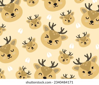 Simple and cute happy deer, fawn seamless pattern for kids. Creative kids texture for fabric, wrapping, textile, wallpaper, apparel.