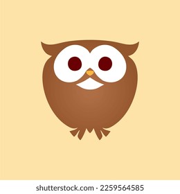 simple cute happy owl logo design flat 2d vector