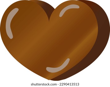 Simple and cute heart illustration (brown)