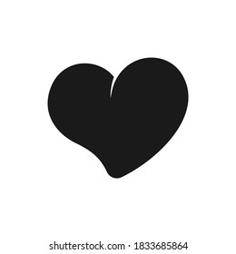 Simple cute heart leaning sideways silhouette icon logo. Flat vector illustration design.