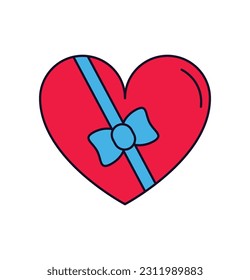 Simple cute heart with ribbon love symbol vector art