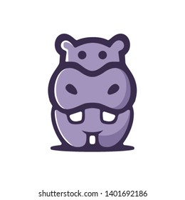 simple cute hippo vector logo