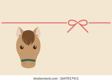 Einfache und niedliche Pferd Gesicht Silvester Karte Illustration.