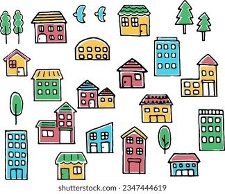 Simple and cute house icon illustration set