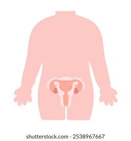 Ilustración simple y linda del cuerpo humano y del útero