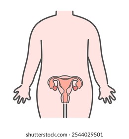 Ilustración simple y linda del cuerpo humano y del útero