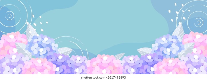 Simple and cute hydrangea and curve banner background