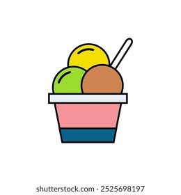 Icono simple y lindo del elemento del helado aislado en el fondo blanco