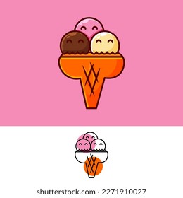 simple cute ice cream flat illustration design