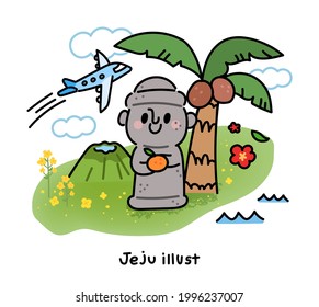 A Simple, Cute Icon Of Jeju Island. Jeju Island Travel Concept Vector Illustration.