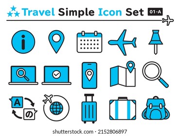 Simple and cute icon set for travel